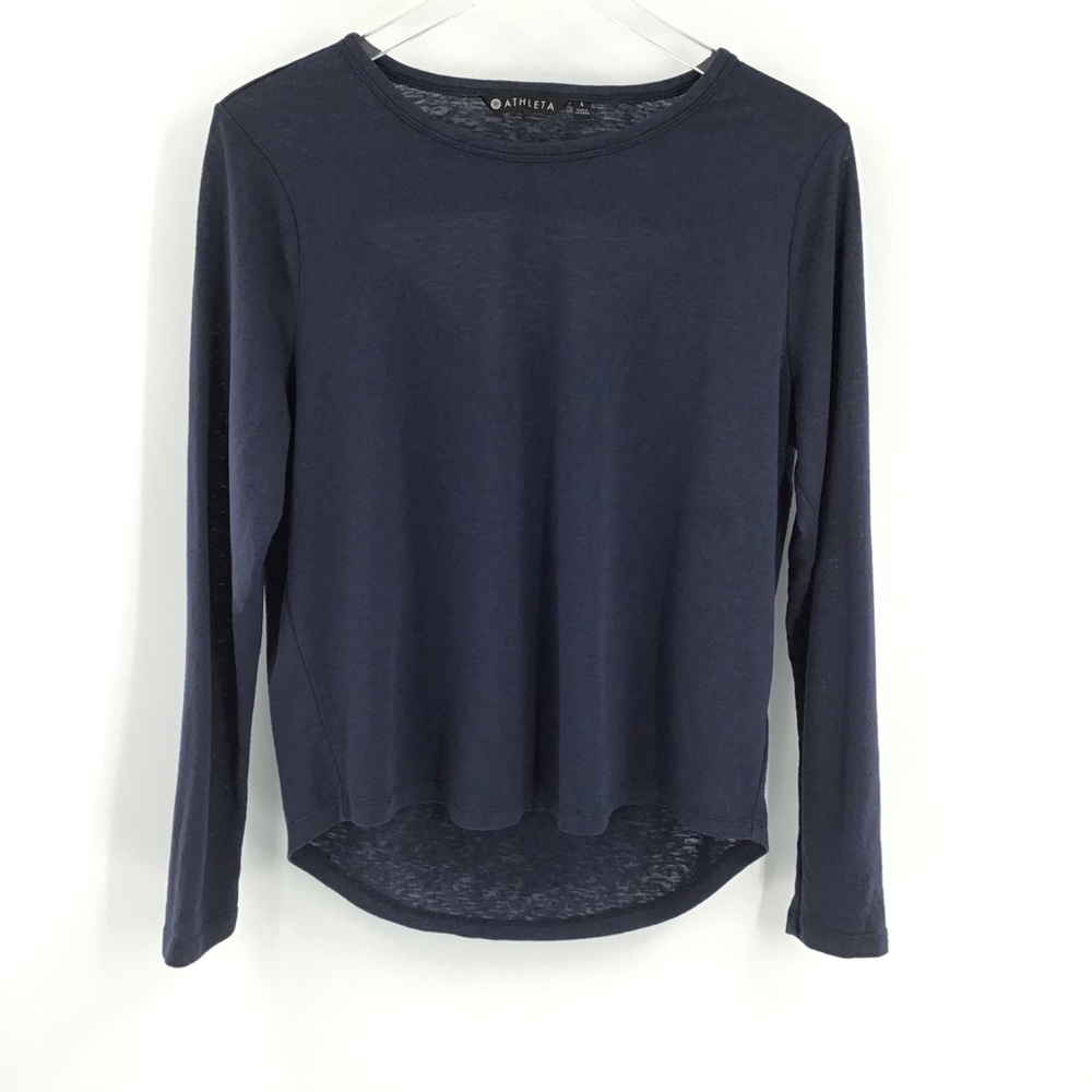 Athleta Breezy Long Sleeve Navy Top